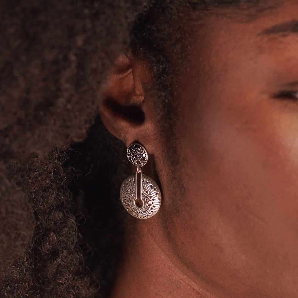 John Hardy Classic Chain Natural Black Spinel & Natural Black Sapphire Earrings Sterling Silver z5WQ3JTB