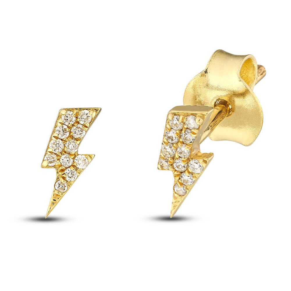 Diamond Lightning Bold Stud Earrings 1/20 ct tw Round 14K Yellow Gold zGfFM606 Diamond Lightning Bold Stud Earrings 1/20 ct tw Round 14K Yellow Gold zGfFM606