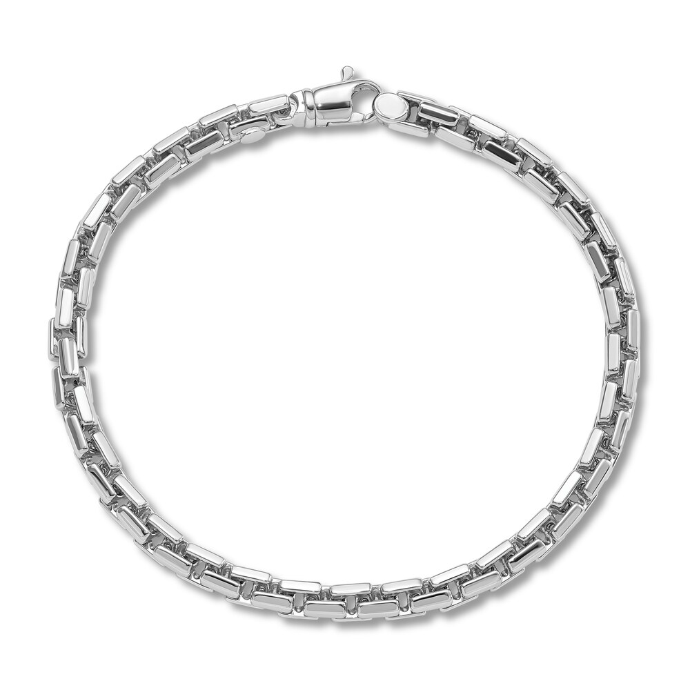 Men's Polished Chain Bracelet 14K White Gold 4.0mm 8.5" zHT5TpR8 Men's Polished Chain Bracelet 14K White Gold 4.0mm 8.5" zHT5TpR8