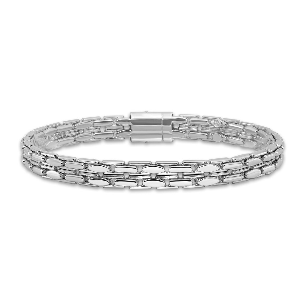 Men's Polished Chain Bracelet 14K White Gold 7.2mm 8.5" zOD1wdGm Men's Polished Chain Bracelet 14K White Gold 7.2mm 8.5" zOD1wdGm