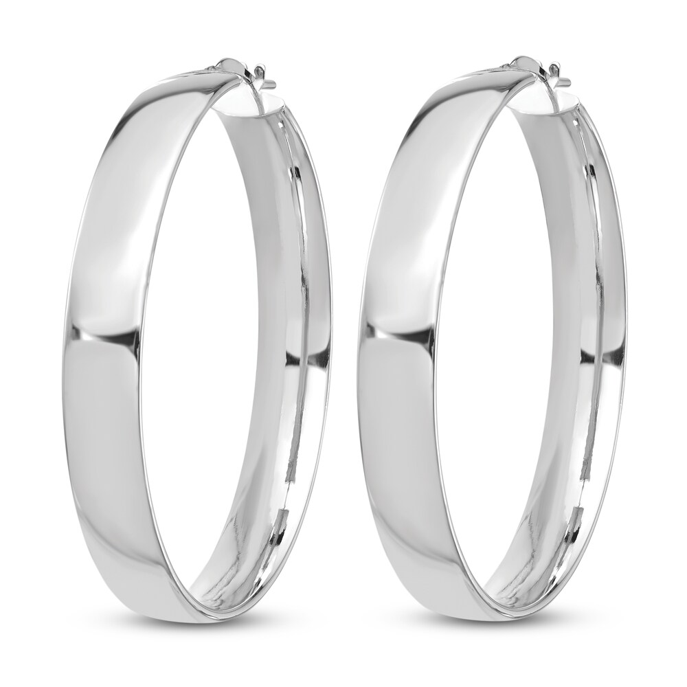 Wide Hoop Earrings 14K White Gold zOUyoYxq