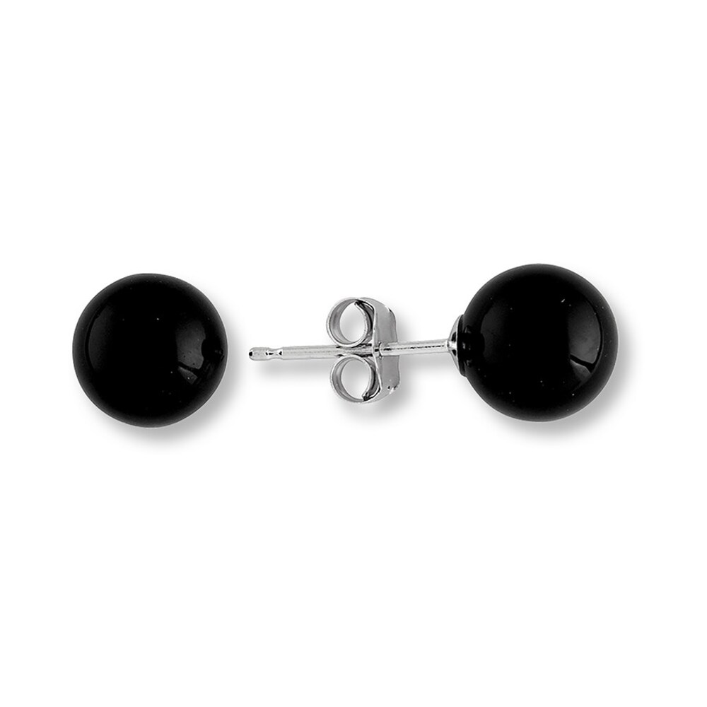 Onyx Bead Earrings 14K White Gold zUINLBEx Onyx Bead Earrings 14K White Gold zUINLBEx