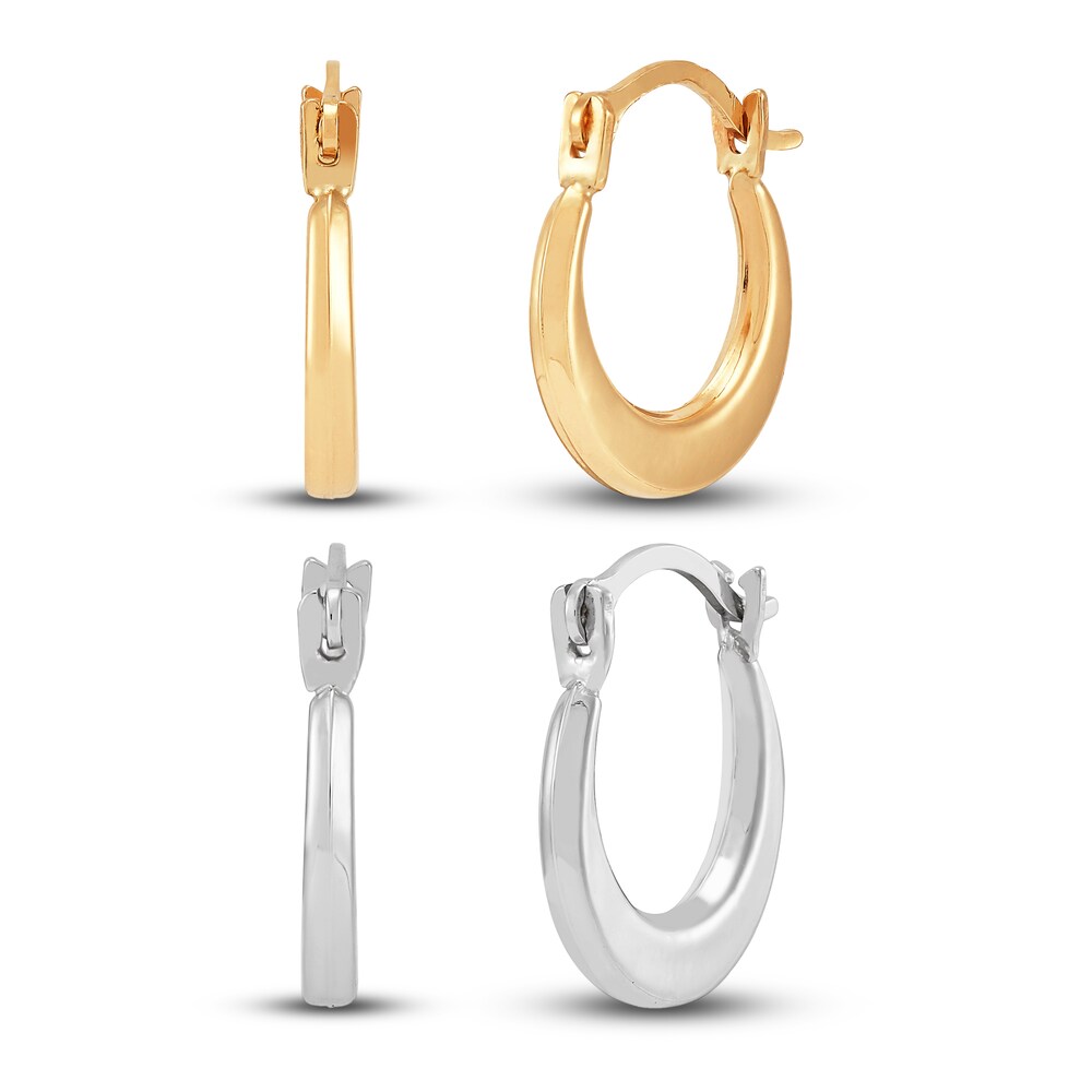 Children's Hoop Earring Set 14K White/Yellow Gold zXl460Hg Children's Hoop Earring Set 14K White/Yellow Gold zXl460Hg
