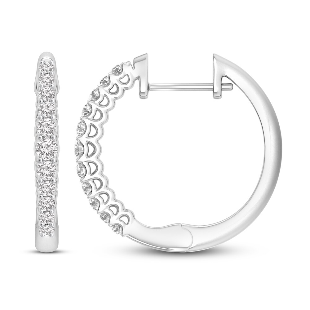 Diamond Hoop Earrings 1/2 ct tw Round 10K White Gold zYakrsqd Diamond Hoop Earrings 1/2 ct tw Round 10K White Gold zYakrsqd