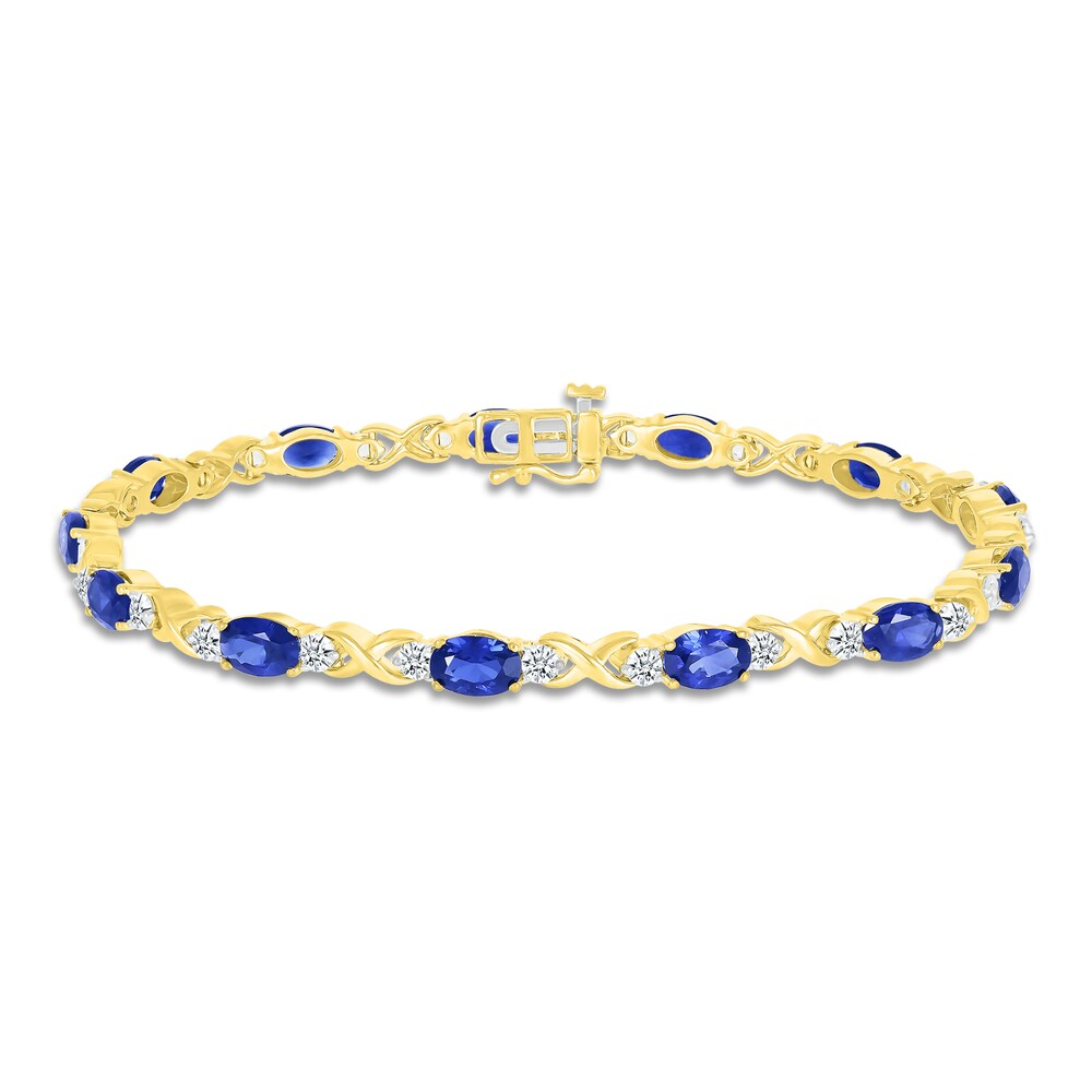 Lab-Created Sapphire Bracelet Blue/White 10K Yellow Gold zjAblpNR Lab-Created Sapphire Bracelet Blue/White 10K Yellow Gold zjAblpNR