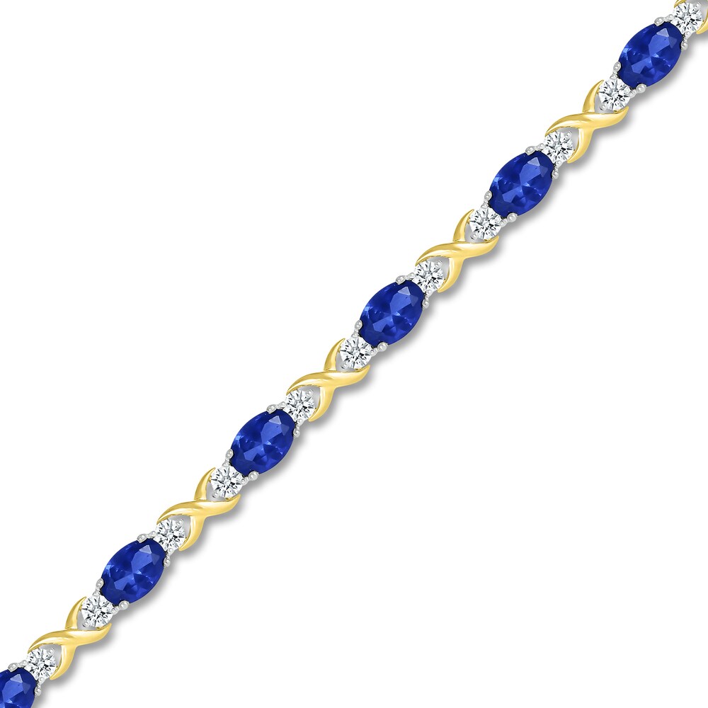 Lab-Created Sapphire Bracelet Blue/White 10K Yellow Gold zjAblpNR Lab-Created Sapphire Bracelet Blue/White 10K Yellow Gold zjAblpNR
