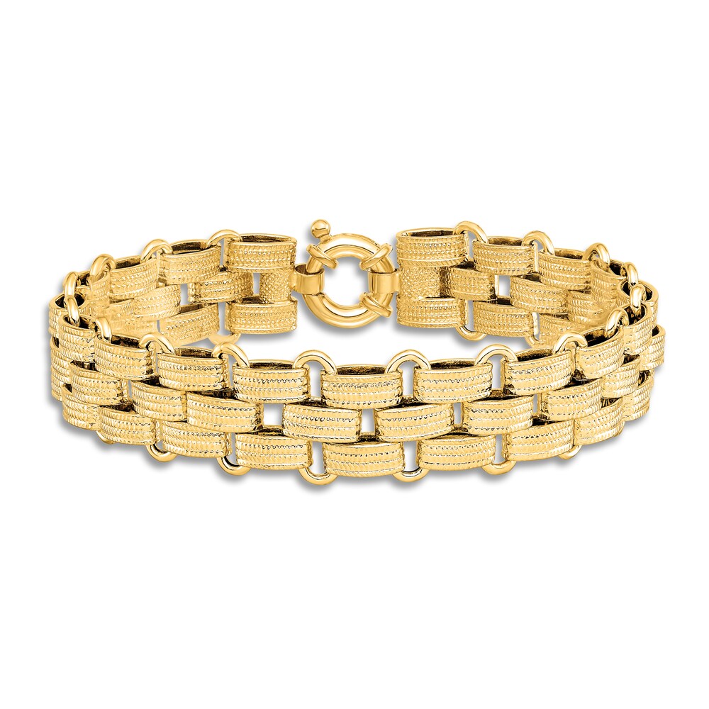 Men\'s Woven Link Chain Bracelet 14K Yellow Gold 8\" znaNvfZ1