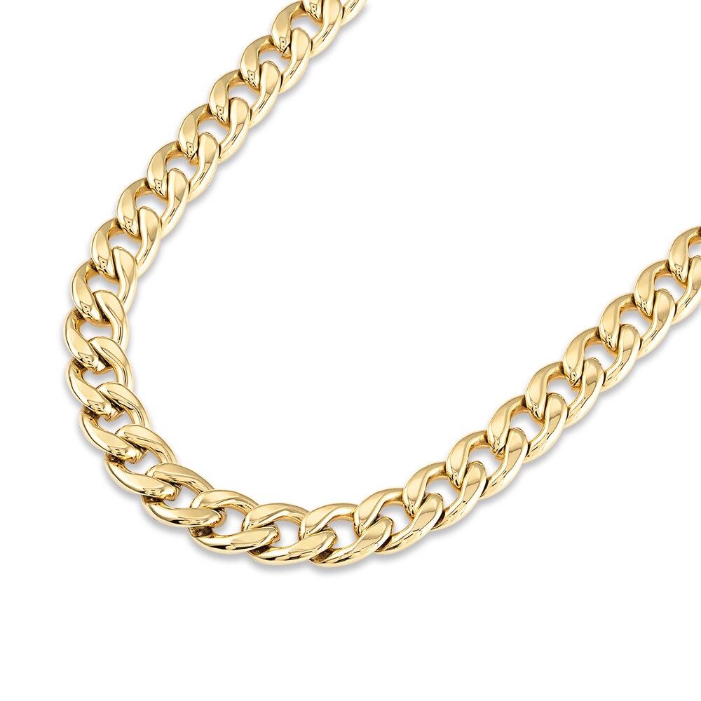 Curb Chain Necklace Gold Ion-Plated Stainless Steel 02pJphou Curb Chain Necklace Gold Ion-Plated Stainless Steel 02pJphou