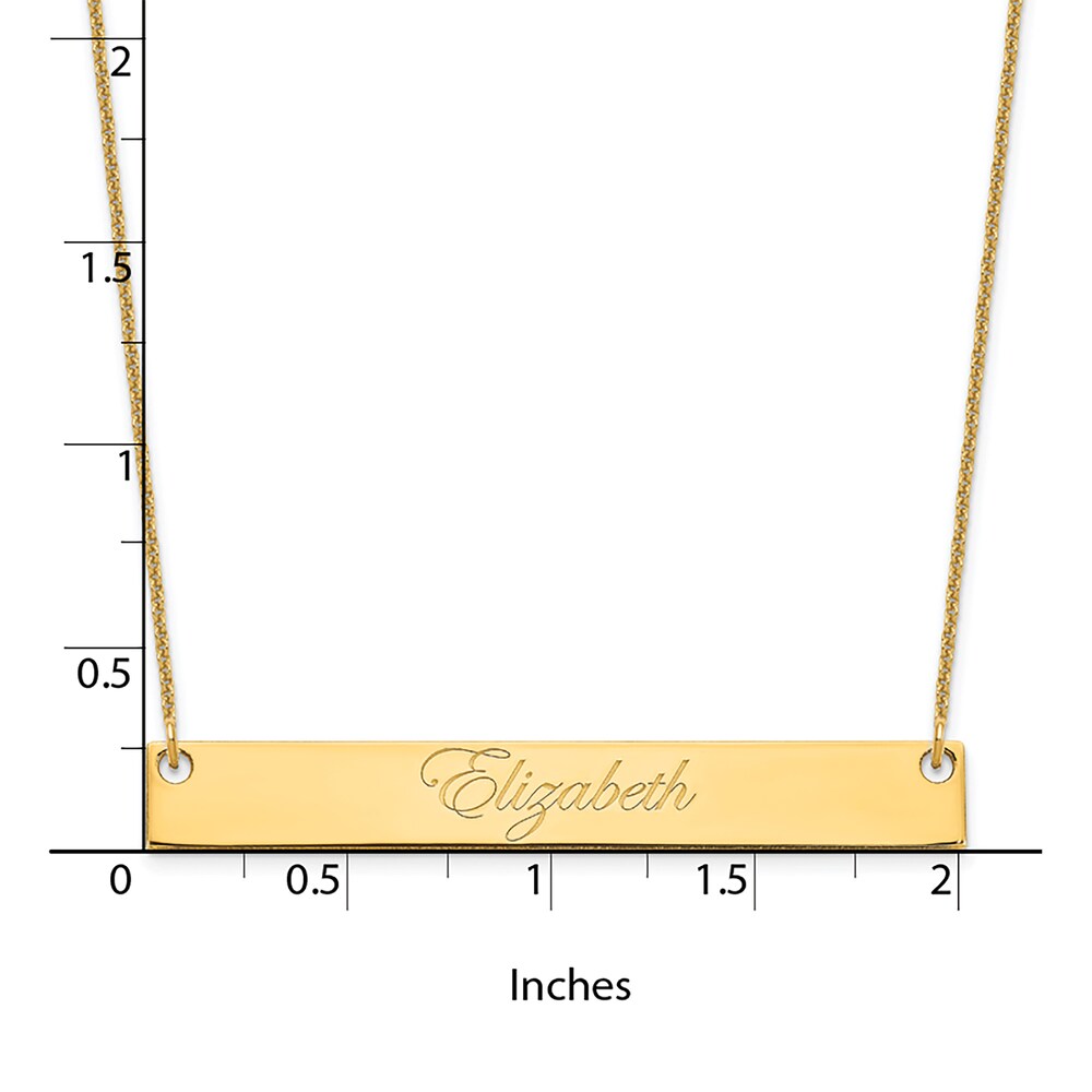 Large Script Bar Necklace 14K Yellow Gold 07ITvy2r Large Script Bar Necklace 14K Yellow Gold 07ITvy2r