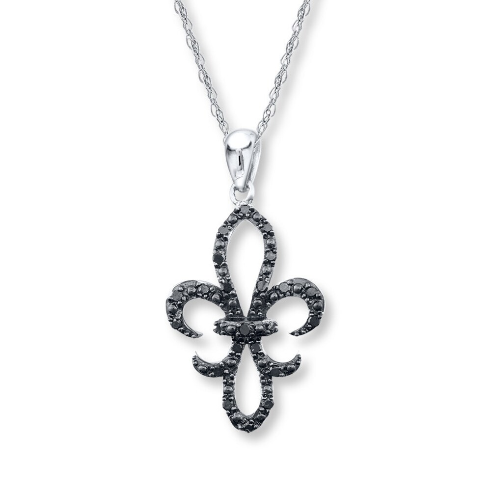 Fleur-de-lis Necklace 1/4 ct tw Black Diamonds Sterling Silver 0FMvwEvZ Fleur-de-lis Necklace 1/4 ct tw Black Diamonds Sterling Silver 0FMvwEvZ