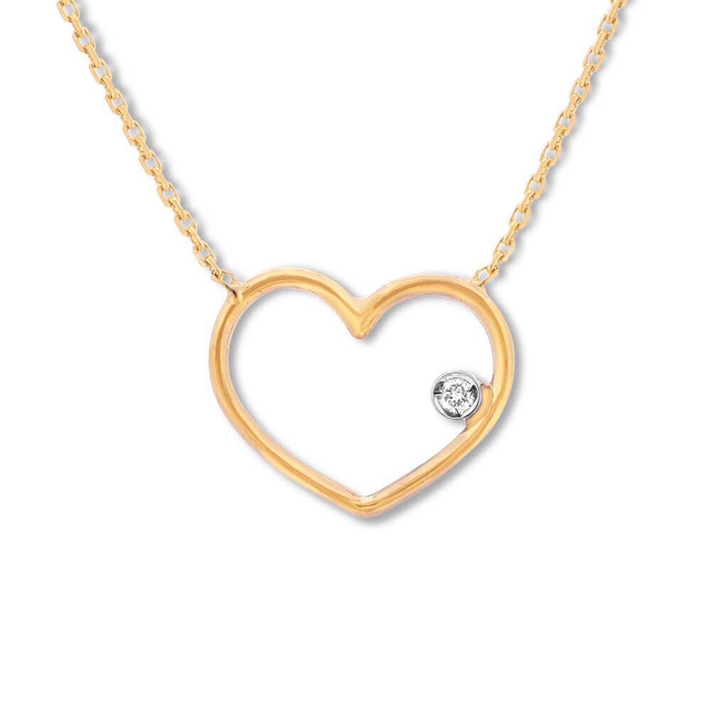 Diamond Heart Necklace 14K Two-Tone Gold 16" Adjustable 0HMBMbfT Diamond Heart Necklace 14K Two-Tone Gold 16" Adjustable 0HMBMbfT