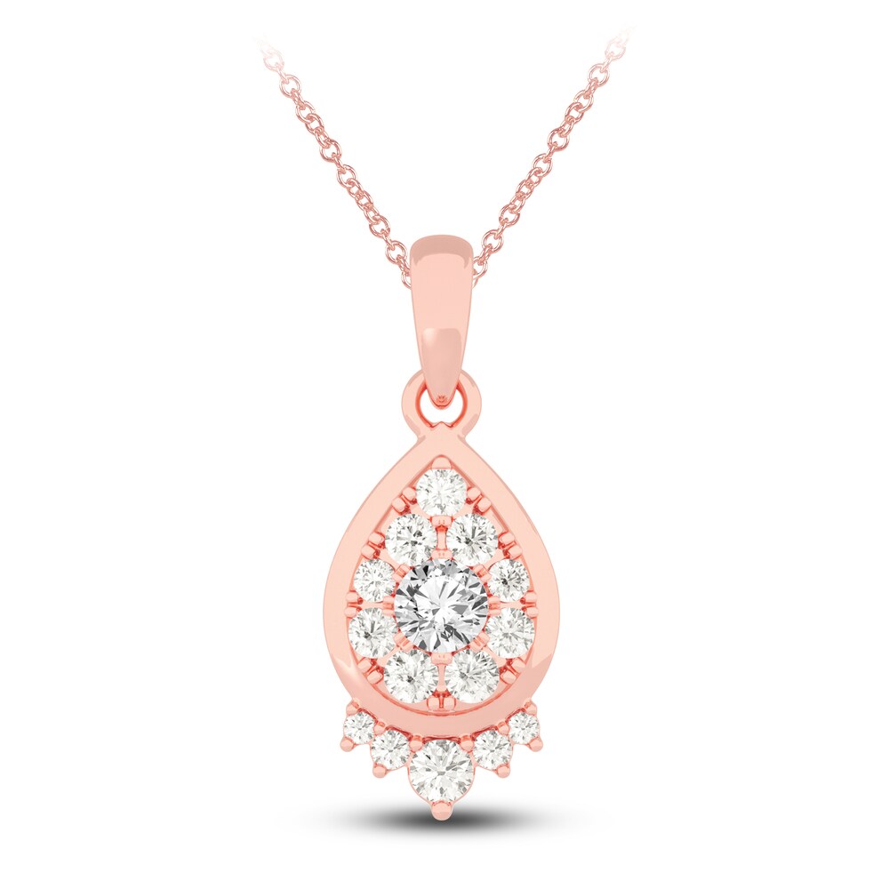 Diamond Pendant Necklace 1/2 ct tw Round 14K Rose Gold 18" 0IVAL4Tb Diamond Pendant Necklace 1/2 ct tw Round 14K Rose Gold 18" 0IVAL4Tb