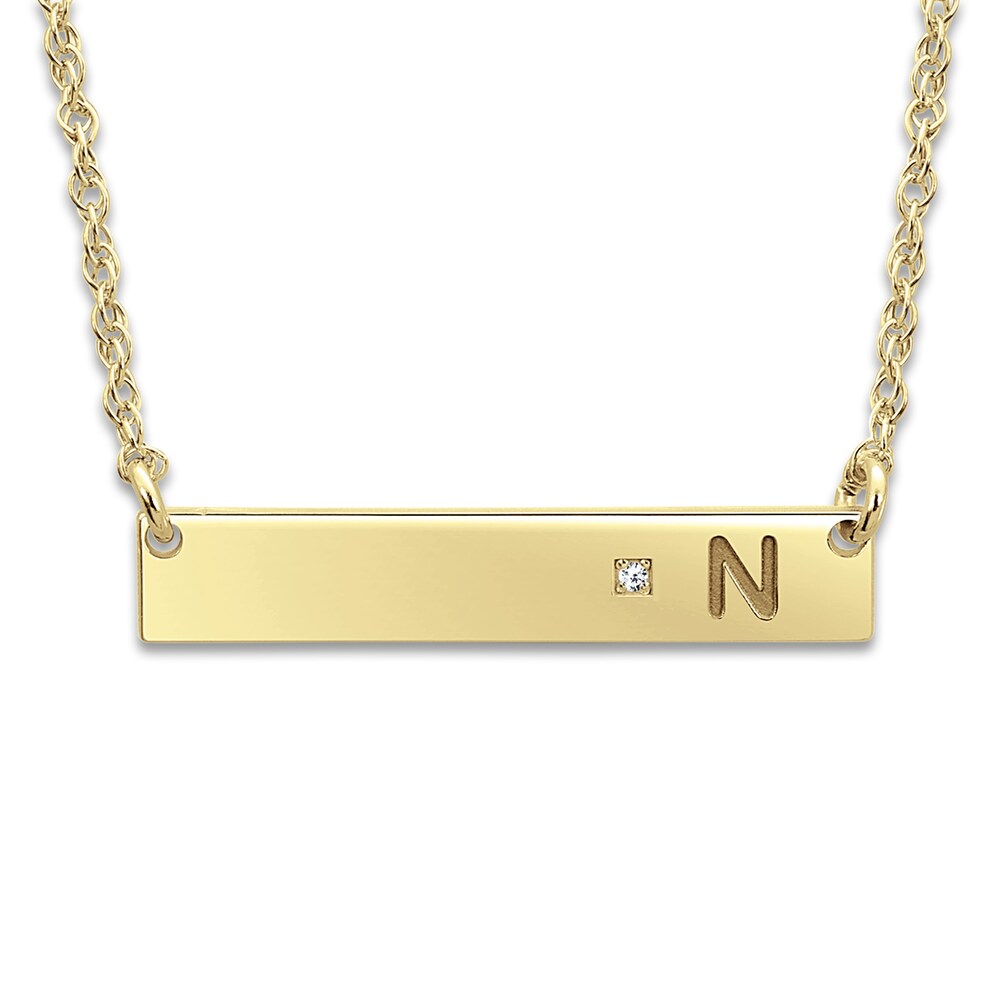 Bar Pendant Necklace Diamond Accent 14K Yellow Gold 18" 0T4NEPVY Bar Pendant Necklace Diamond Accent 14K Yellow Gold 18" 0T4NEPVY