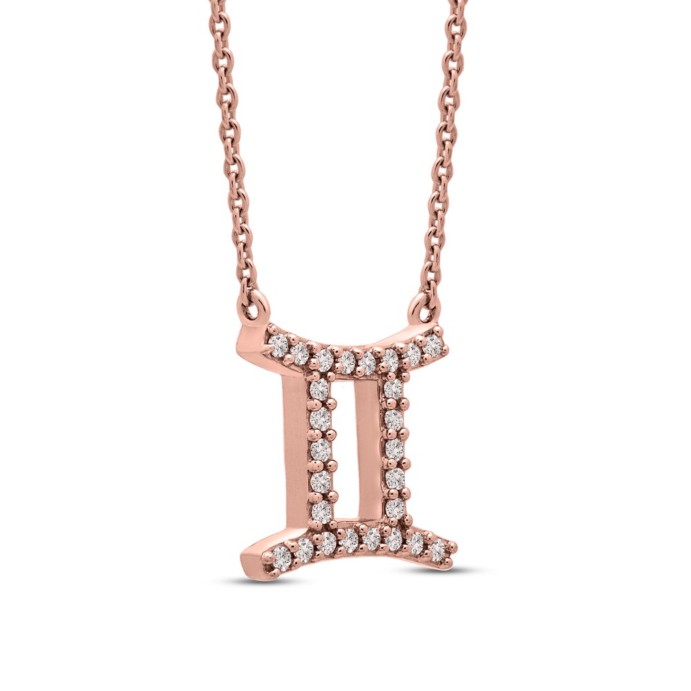 Diamond Gemini Necklace 1/10 ct tw 10K Rose Gold 0XhkfsCi Diamond Gemini Necklace 1/10 ct tw 10K Rose Gold 0XhkfsCi