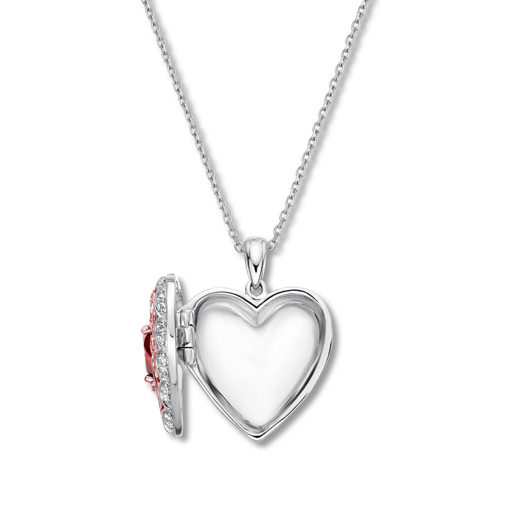 Garnet Heart Locket White Topaz 10K Two-Tone Gold 0ZF1R2yC Garnet Heart Locket White Topaz 10K Two-Tone Gold 0ZF1R2yC