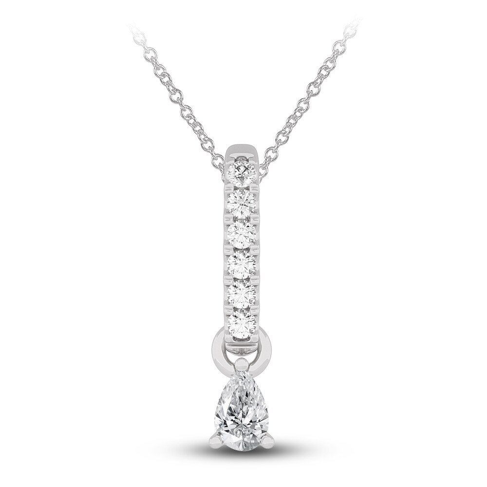 Diamond Pendant Necklace 3/8 ct tw Pear/Round 14K White Gold 18" 12Mkz7cp Diamond Pendant Necklace 3/8 ct tw Pear/Round 14K White Gold 18" 12Mkz7cp