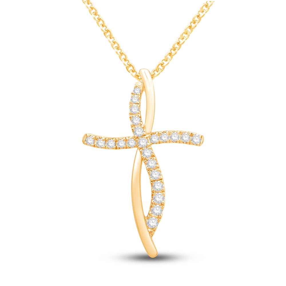Diamond Cross Necklace 3/8 ct tw Round 10K Yellow Gold 18" 17YwWqcS Diamond Cross Necklace 3/8 ct tw Round 10K Yellow Gold 18" 17YwWqcS