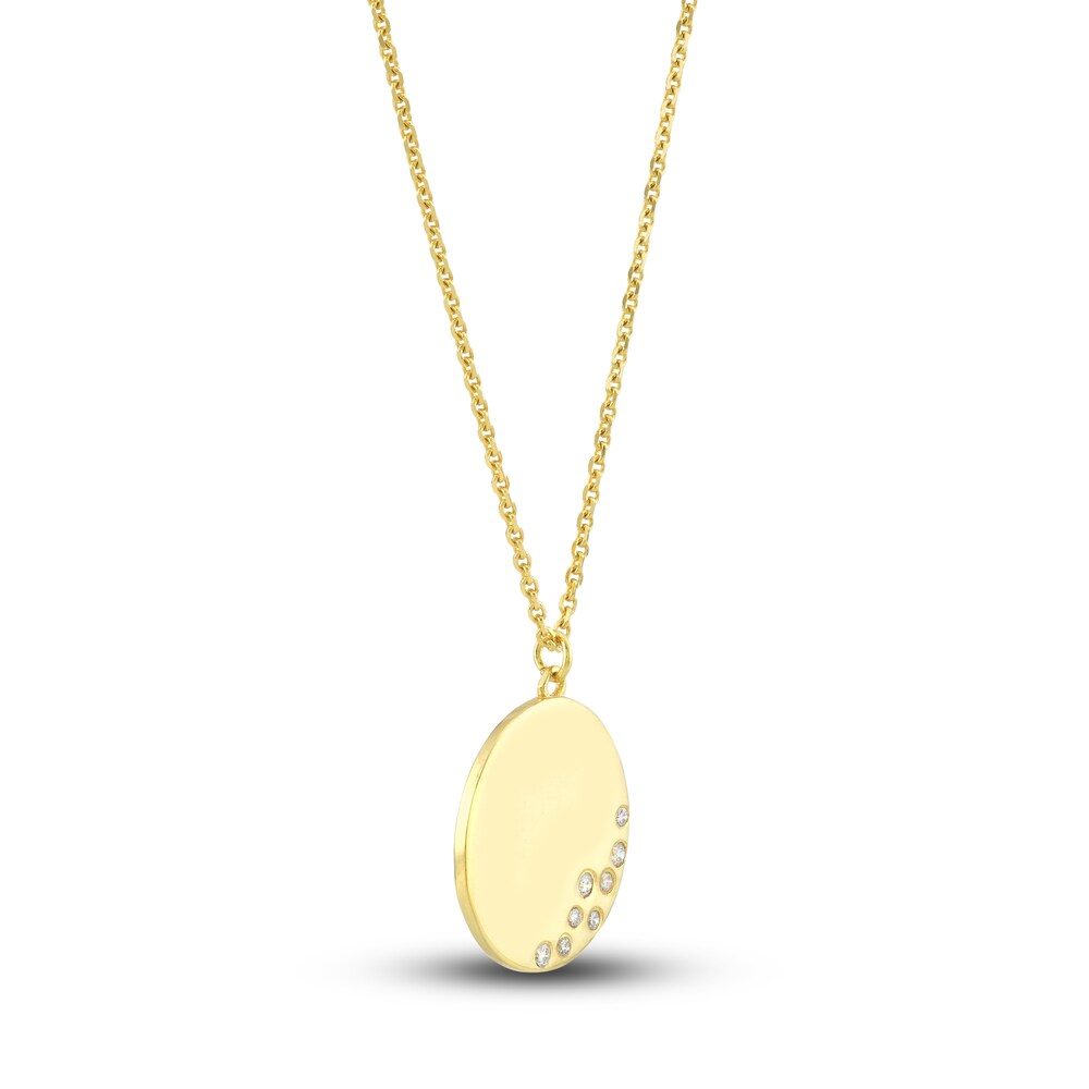 Diamond Double Row Medallion Necklace 1/20 ct tw Round 14K Yellow Gold 16\" Adj. 1GYBsuyT