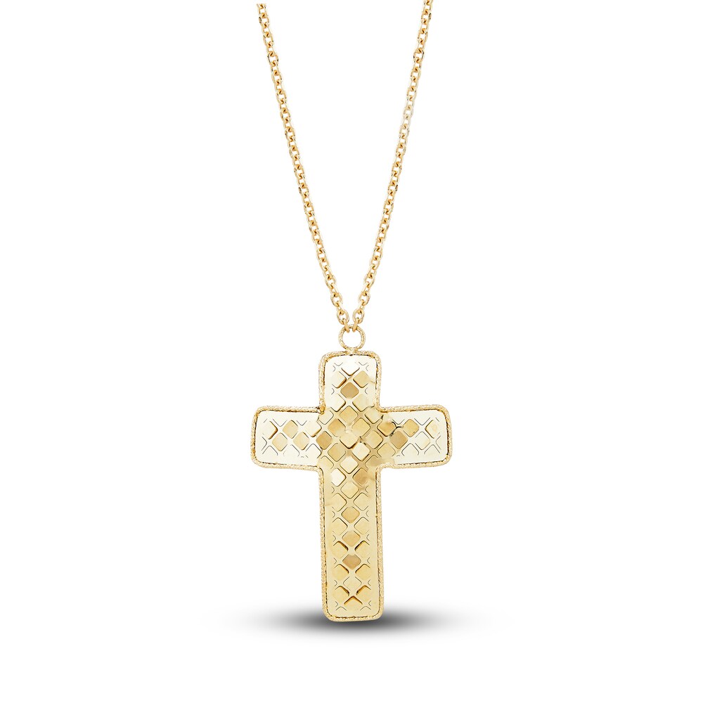 Italia D'Oro Curved Double Cross Pendant Necklace 14K Yellow Gold 17.5" 1HiwXhLY Italia D'Oro Curved Double Cross Pendant Necklace 14K Yellow Gold 17.5" 1HiwXhLY