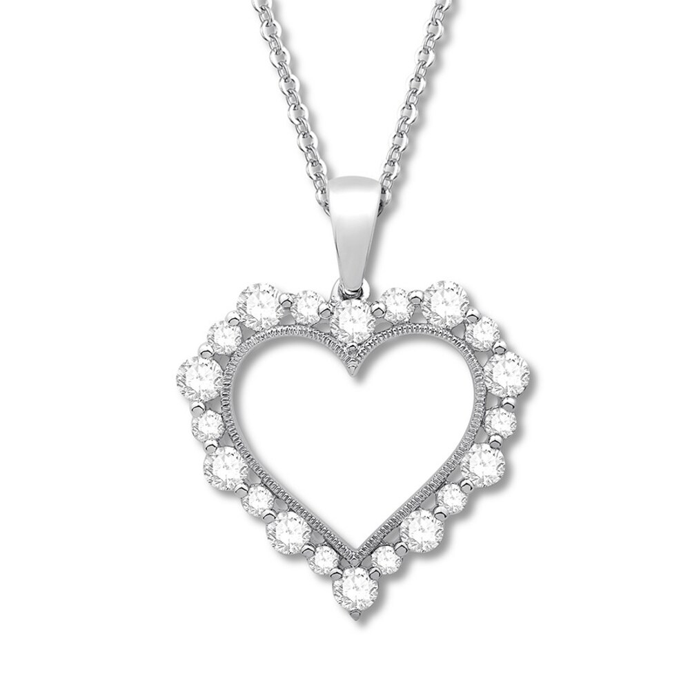 Diamond Heart Necklace 1 carat tw Round 14K White Gold 1Iu3KddZ Diamond Heart Necklace 1 carat tw Round 14K White Gold 1Iu3KddZ