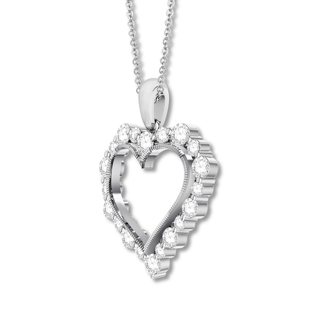 Diamond Heart Necklace 1 carat tw Round 14K White Gold 1Iu3KddZ Diamond Heart Necklace 1 carat tw Round 14K White Gold 1Iu3KddZ