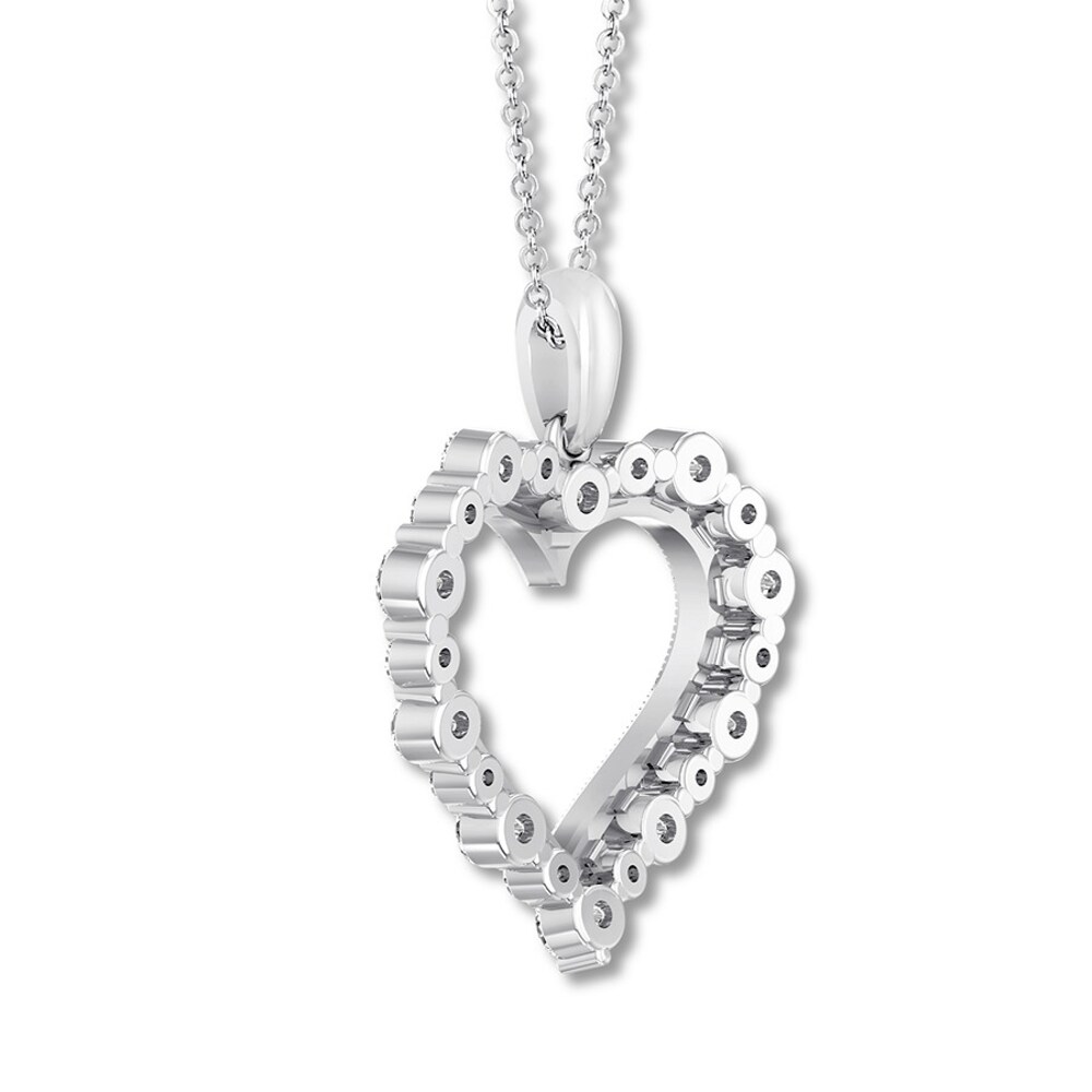 Diamond Heart Necklace 1 carat tw Round 14K White Gold 1Iu3KddZ Diamond Heart Necklace 1 carat tw Round 14K White Gold 1Iu3KddZ