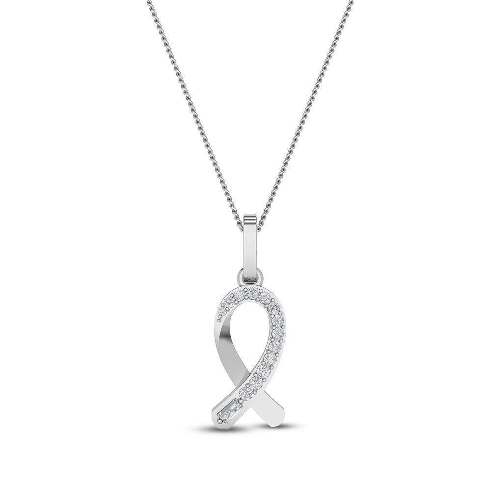 Diamond Ribbon Pendant Necklace 1/10 ct tw Round 10K White Gold/Rhodium 18" 1dUmp0Bd Diamond Ribbon Pendant Necklace 1/10 ct tw Round 10K White Gold/Rhodium 18" 1dUmp0Bd
