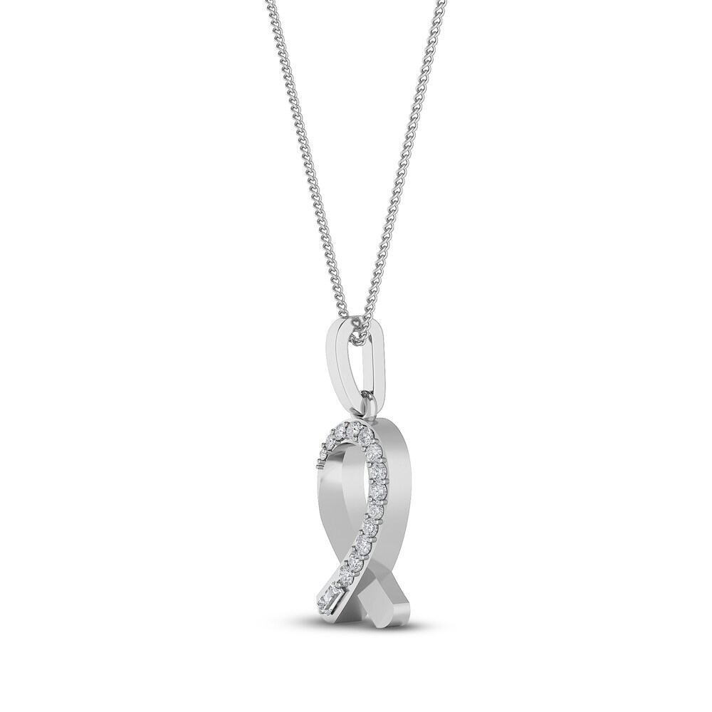 Diamond Ribbon Pendant Necklace 1/10 ct tw Round 10K White Gold/Rhodium 18\" 1dUmp0Bd Diamond Ribbon Pendant Necklace 1/10 ct tw Round 10K White Gold/Rhodium 18\" 1dUmp0Bd
