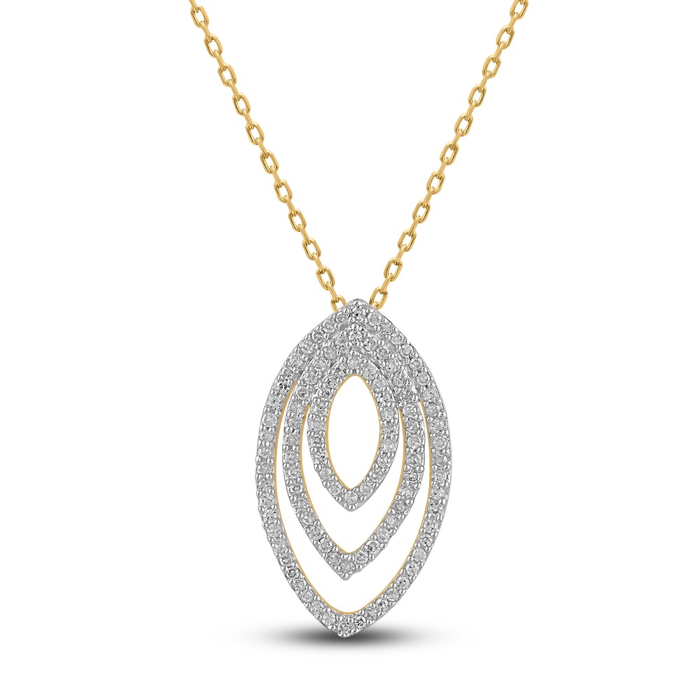 Diamond Marquise Necklace 1/3 ct tw Round 14K Yellow Gold 18" 1kG8n4Yi
