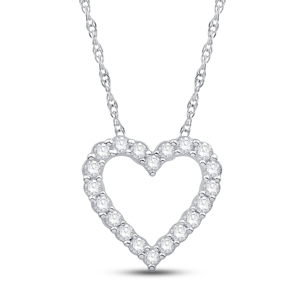 Diamond Heart Necklace 1/4 ct tw Round 10K White Gold 1vjokKGQ Diamond Heart Necklace 1/4 ct tw Round 10K White Gold 1vjokKGQ