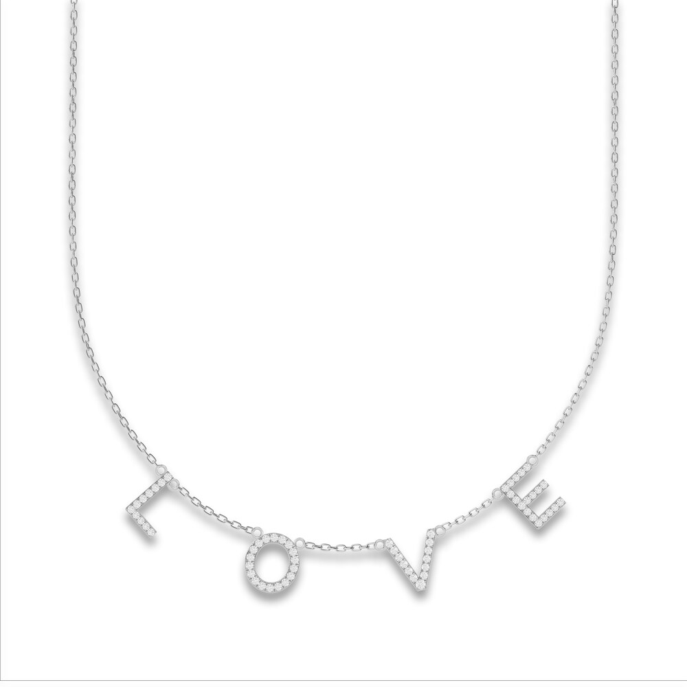 Juliette Maison Diamond Station Name Necklace 1/2 ct tw Round 10K White Gold 22Vp4IRC Juliette Maison Diamond Station Name Necklace 1/2 ct tw Round 10K White Gold 22Vp4IRC