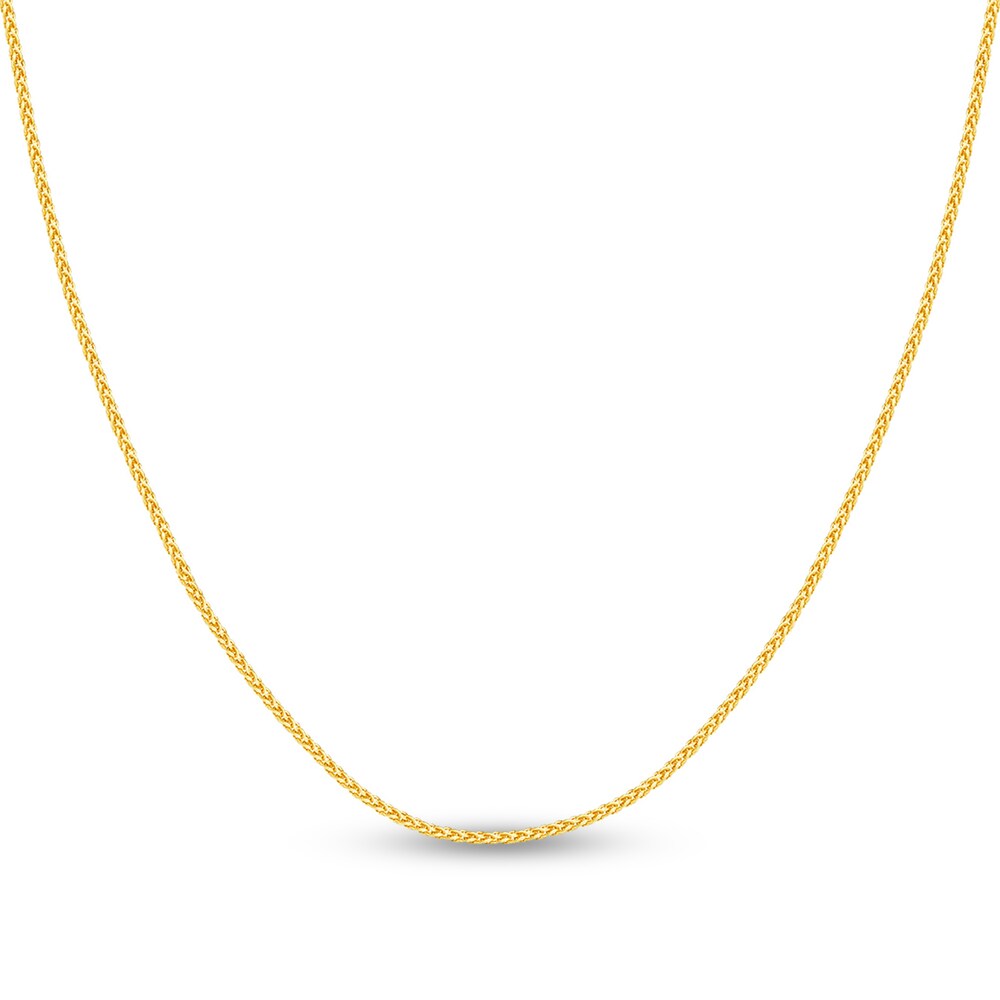 Round Wheat Chain Necklace 14K Yellow Gold 18" 25FeHf0K