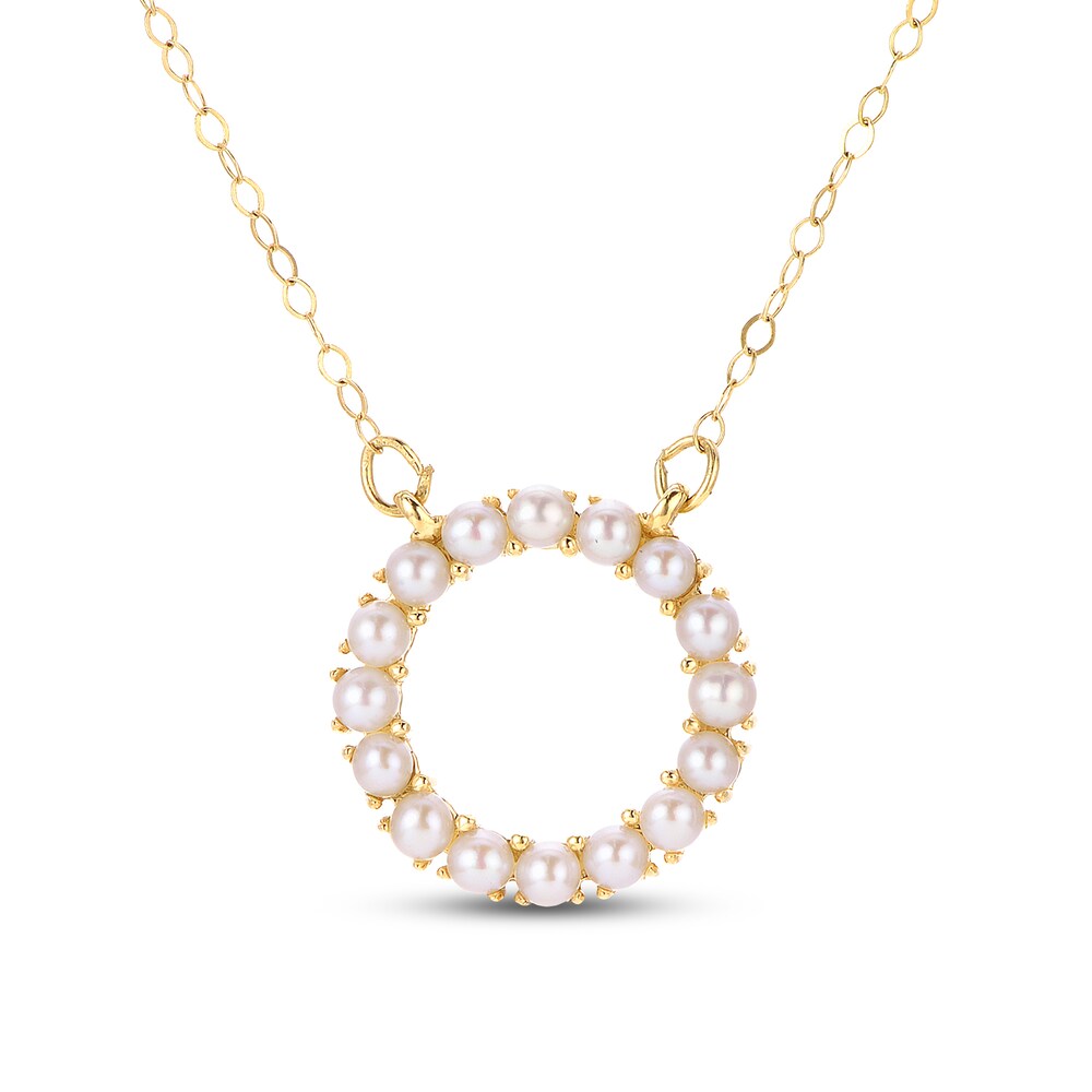 Cultured Freshwater Pearl Circle Necklace 14K Yellow Gold 2KbLLSq7 Cultured Freshwater Pearl Circle Necklace 14K Yellow Gold 2KbLLSq7