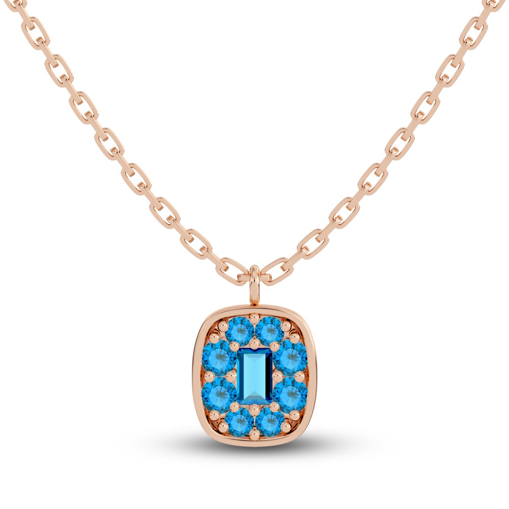 Juliette Maison Natural Blue Zircon Pendant Necklace 10K Rose Gold 2MOu0YCV