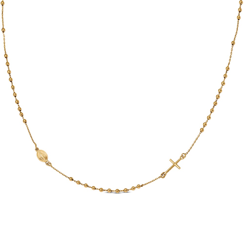 Cross Rosary Necklace 14K Yellow Gold 2MqT2Poa Cross Rosary Necklace 14K Yellow Gold 2MqT2Poa