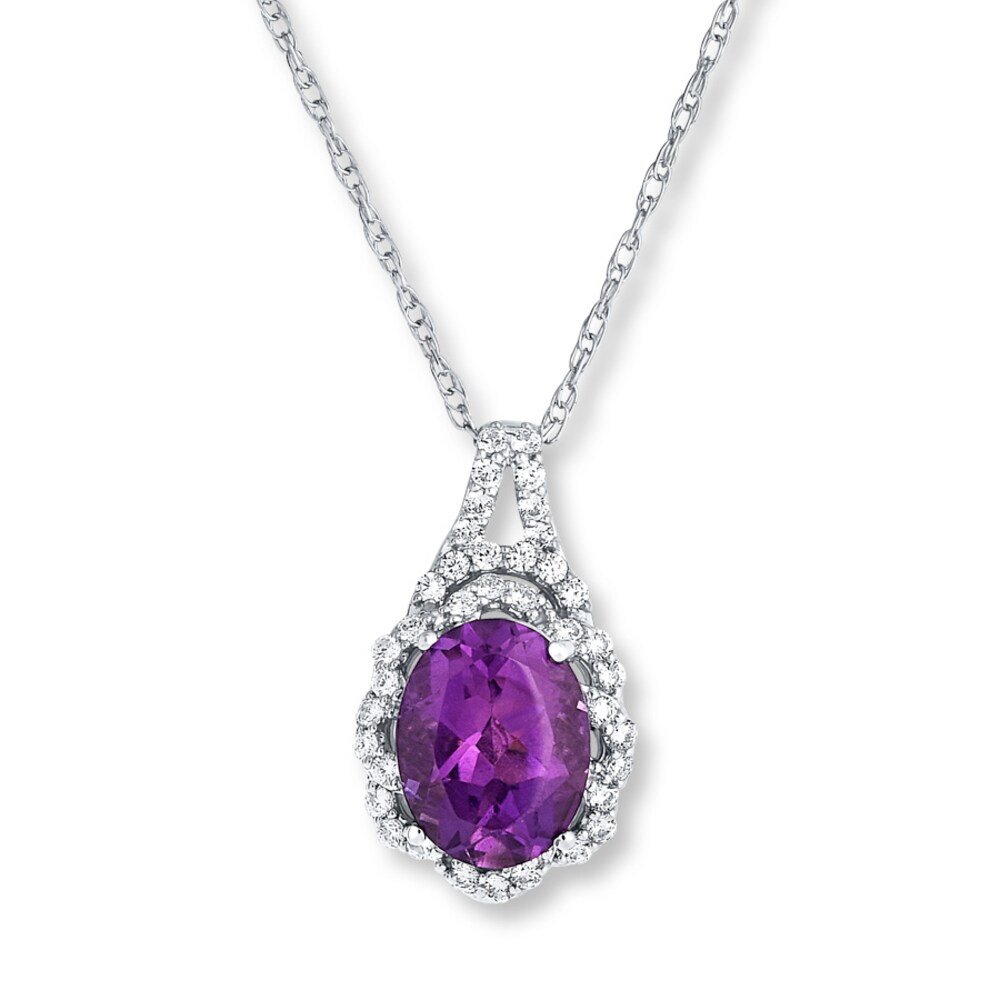 Amethyst Necklace 1/5 ct tw Diamonds 14K White Gold 2o2OqdNS Amethyst Necklace 1/5 ct tw Diamonds 14K White Gold 2o2OqdNS