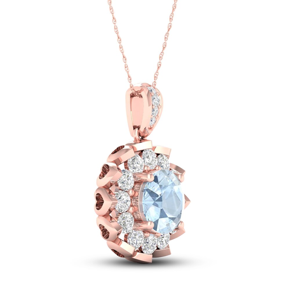 Aquamarine Necklace 5/8 ct tw Diamonds 10K Rose Gold 2qiX4Kr3 Aquamarine Necklace 5/8 ct tw Diamonds 10K Rose Gold 2qiX4Kr3