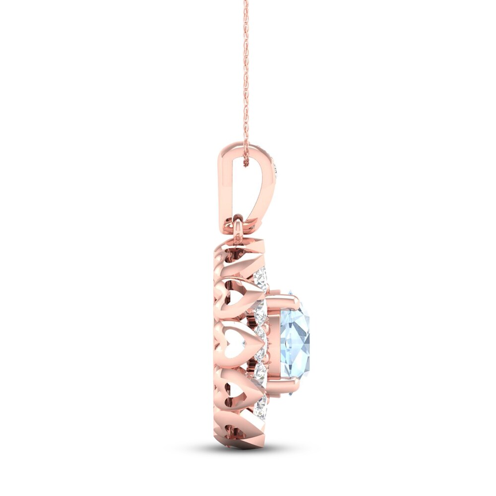 Aquamarine Necklace 5/8 ct tw Diamonds 10K Rose Gold 2qiX4Kr3 Aquamarine Necklace 5/8 ct tw Diamonds 10K Rose Gold 2qiX4Kr3