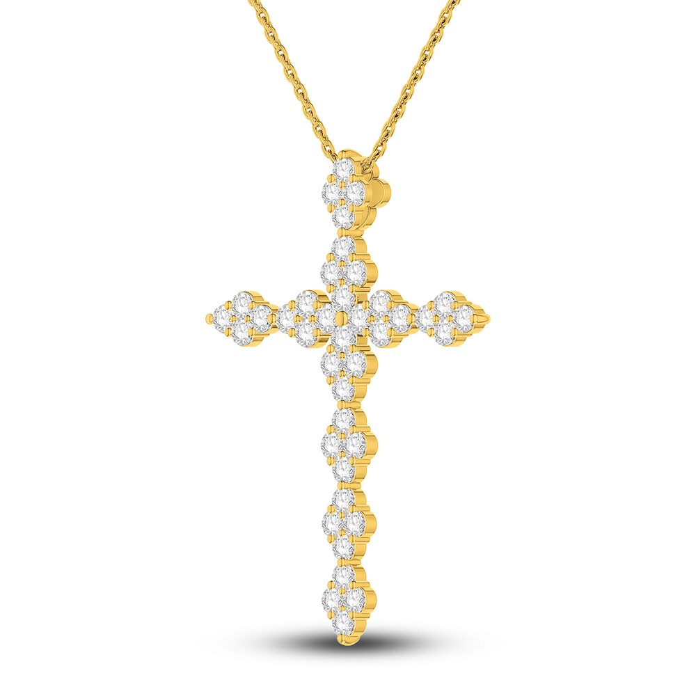 Diamond Cross Necklace 1 ct tw Round 10K Yellow Gold 2stoP539 Diamond Cross Necklace 1 ct tw Round 10K Yellow Gold 2stoP539