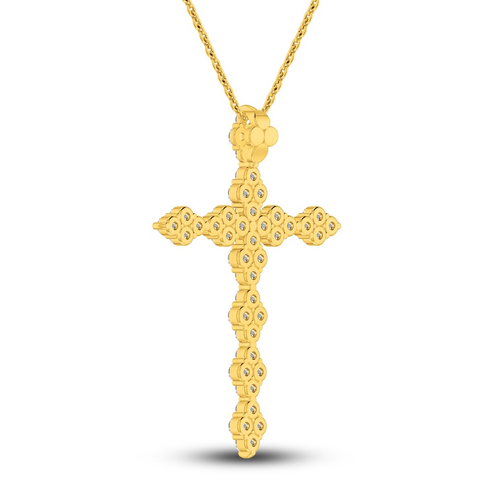 Diamond Cross Necklace 1 ct tw Round 10K Yellow Gold 2stoP539 Diamond Cross Necklace 1 ct tw Round 10K Yellow Gold 2stoP539