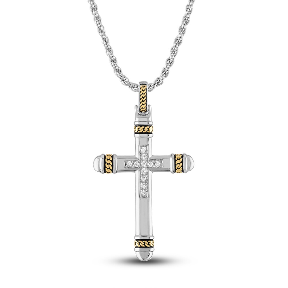 1933 by Esquire Men's Diamond Cross Necklace 1/10 ct tw Round 14K Yellow Gold Plated/Sterling Silver 2sxPF6Bo 1933 by Esquire Men's Diamond Cross Necklace 1/10 ct tw Round 14K Yellow Gold Plated/Sterling Silver 2sxPF6Bo