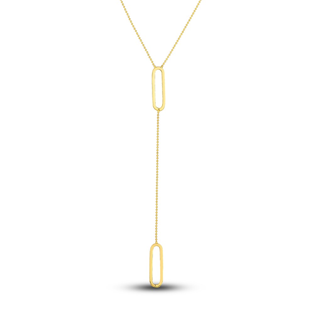 Oval Link Lariat Necklace 14K Yellow Gold 18" 2tIEQnoy