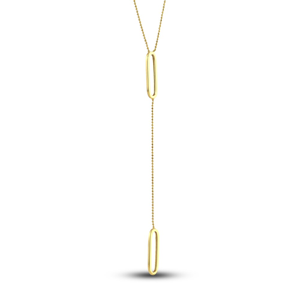 Oval Link Lariat Necklace 14K Yellow Gold 18\" 2tIEQnoy