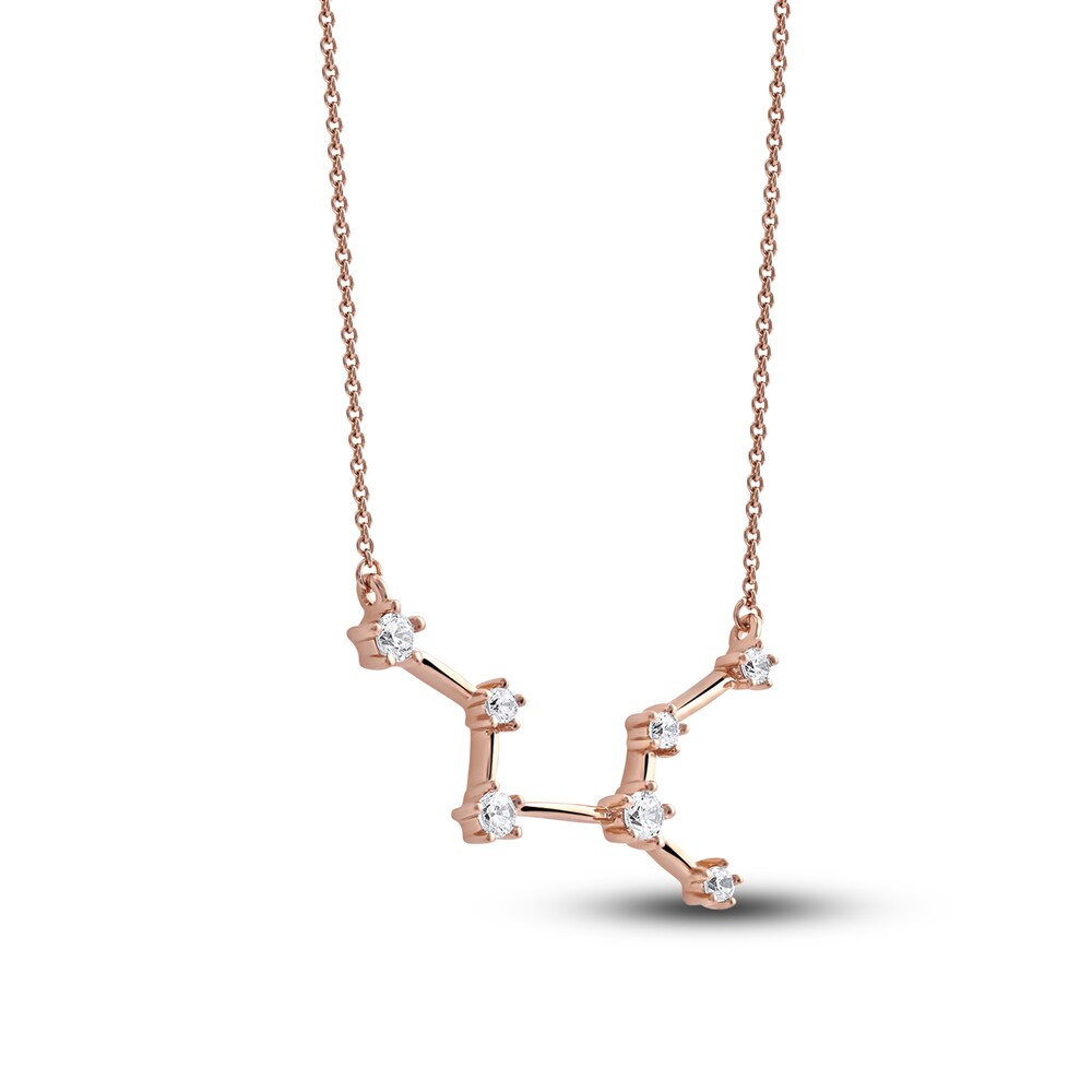 Diamond Virgo Constellation Pendant Necklace 1/6 ct tw Round 14K Rose Gold 3PA7M8HN Diamond Virgo Constellation Pendant Necklace 1/6 ct tw Round 14K Rose Gold 3PA7M8HN