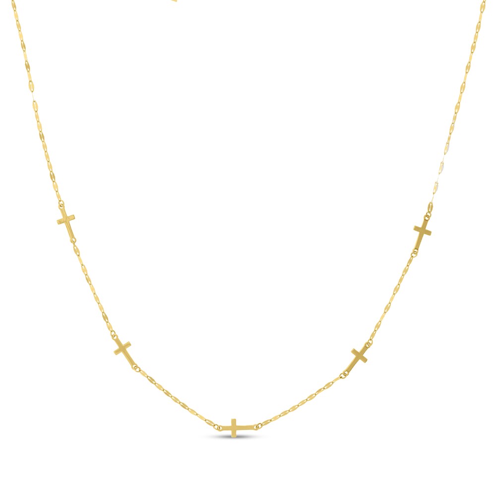 Cross Necklace 14K Yellow Gold 3RhlMuMs