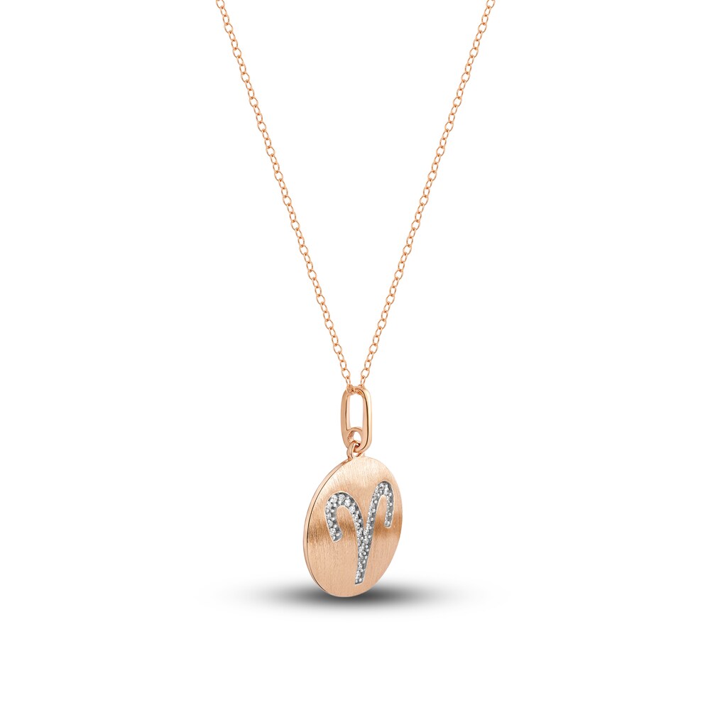 Diamond Aries Zodiac Pendant Necklace 1/10 ct tw Round 14K Rose Gold 3Z8pNB9O Diamond Aries Zodiac Pendant Necklace 1/10 ct tw Round 14K Rose Gold 3Z8pNB9O