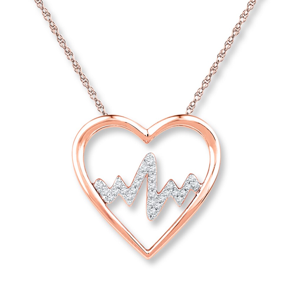 Heartbeat Necklace 1/10 ct tw Diamonds 10K Rose Gold Necklace 3ZATqyeR Heartbeat Necklace 1/10 ct tw Diamonds 10K Rose Gold Necklace 3ZATqyeR