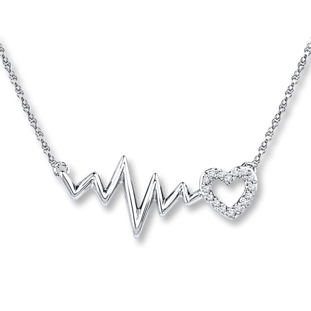 Heartbeat Necklace 1/20 ct tw Diamonds Sterling Silver 3ZtottUH Heartbeat Necklace 1/20 ct tw Diamonds Sterling Silver 3ZtottUH