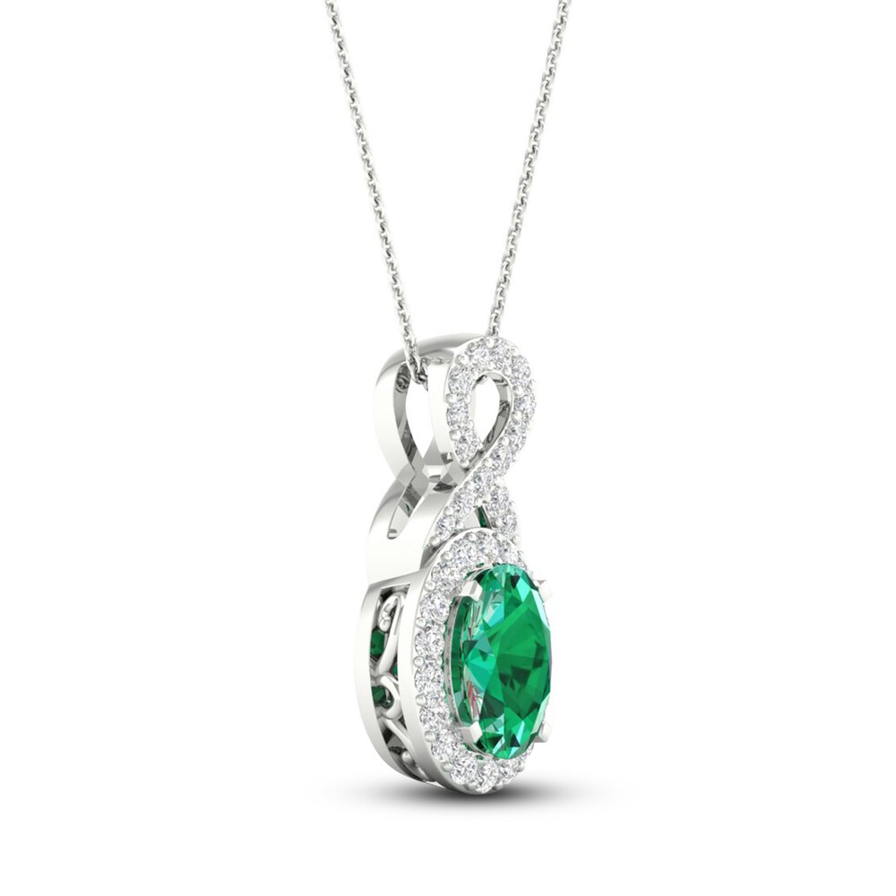 Lab-Created Emerald & Lab-Created White Sapphire Necklace 10K White Gold 18\" 3a7GGjpZ Lab-Created Emerald & Lab-Created White Sapphire Necklace 10K White Gold 18\" 3a7GGjpZ