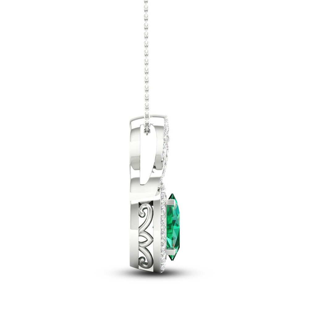 Lab-Created Emerald & Lab-Created White Sapphire Necklace 10K White Gold 18\" 3a7GGjpZ Lab-Created Emerald & Lab-Created White Sapphire Necklace 10K White Gold 18\" 3a7GGjpZ
